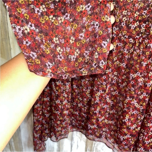 Lane Bryant Floral Sheer Flowy Button Front Blouse - Picture 8 of 9